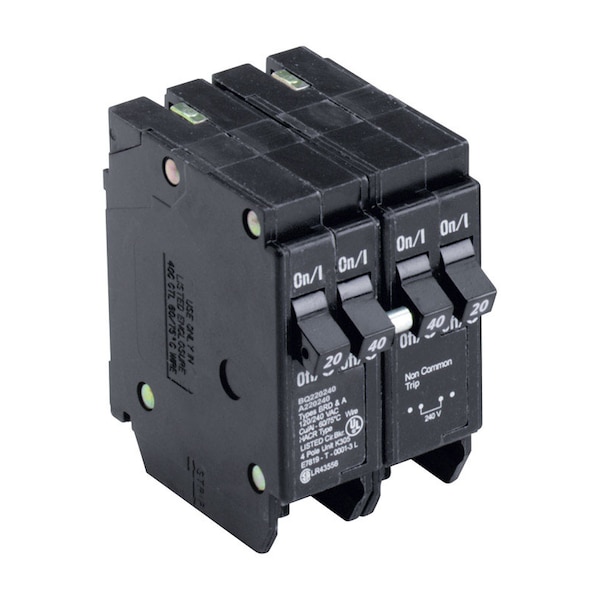 Eaton Cutler-Hammer Circuit Breaker, BQ Series, 20 to 40A, 4 Pole, 120/240V AC, 10kA BQ220240 - main